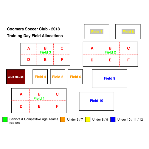 Wednesday's Training Field Allocations Update 26th Feb